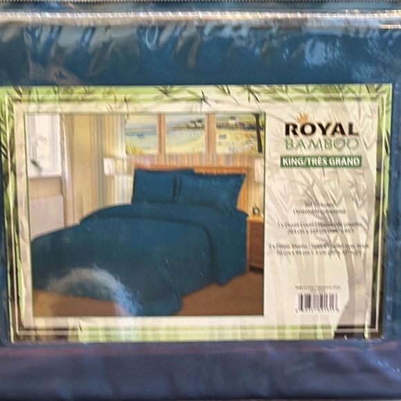 Royal Bamboo King Duvet Cover 3pc Set Hunter Green - Picture 4 of 7